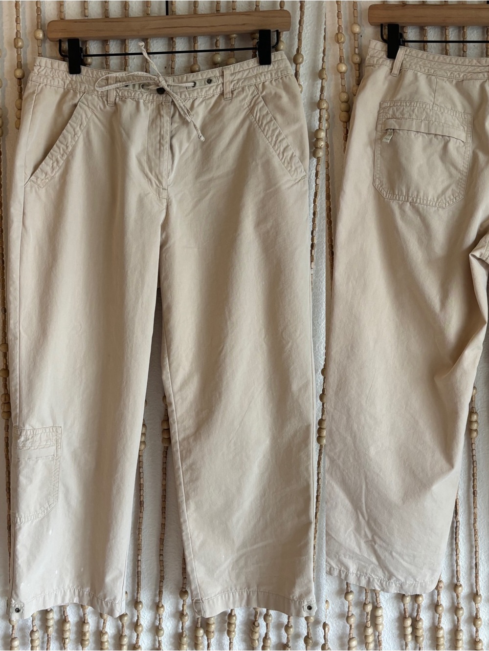 Fashion Bug Vintage Y2K Khaki Cargo Baggy Drawstring Waist Cropped Garden Capri